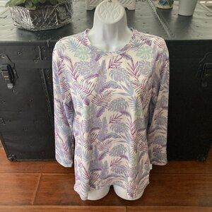 Magellan  Outdoors Purple Blue Tropical Long Sleeve Fish Gear Shirt X Large 16